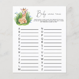 Lámina Giraffe - Juego de carreras de nombres de bebé