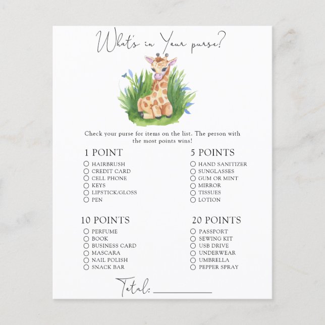 Lámina Giraffe salvaje - ¿Qué hay en tu juego? (Anverso)