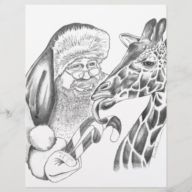 Lámina Giraffe y Santa navidades (Anverso)