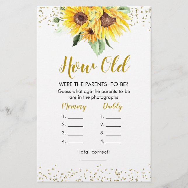 Lámina Girasol En Camino De Baby Shower Cómo Padres De Ed (Anverso)