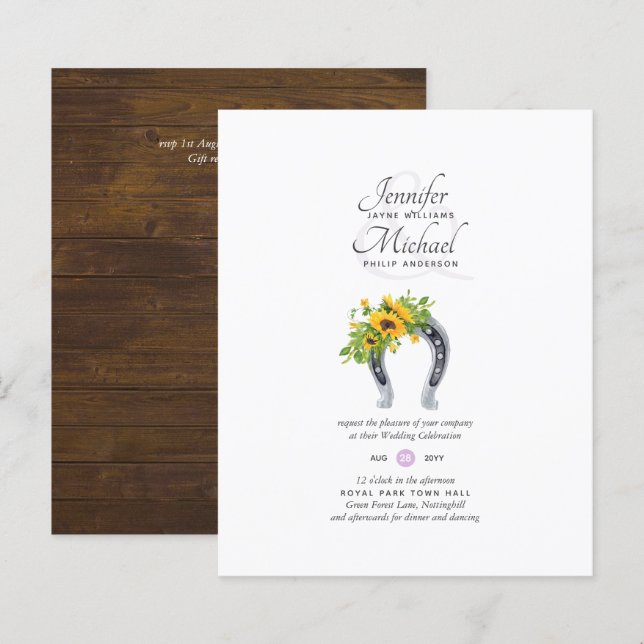 Lámina Girasol herradura por Boda de bajo presupuesto Net (Anverso / Reverso)