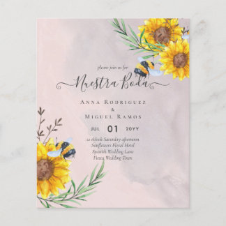 Lámina Girasoles de Invitación de Boda Económica Bilingüe