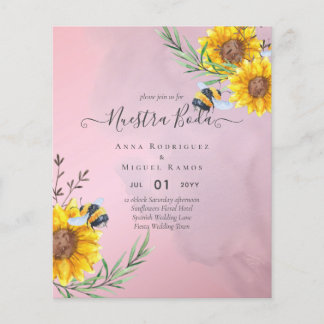 Lámina Girasoles de Invitación de Boda Económica Bilingüe