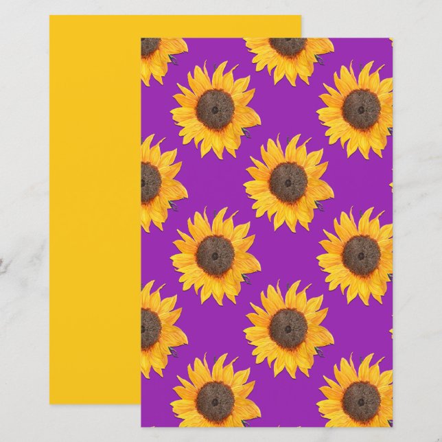 Lámina Girasoles dorados sobre papel de libro de cartón p (Anverso / Reverso)