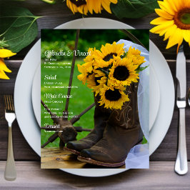 Lámina Girasoles Rústicos y Botas de Vaquero Boda Occiden