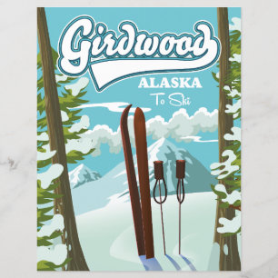 Lámina Girdwood Alaska a esquiar