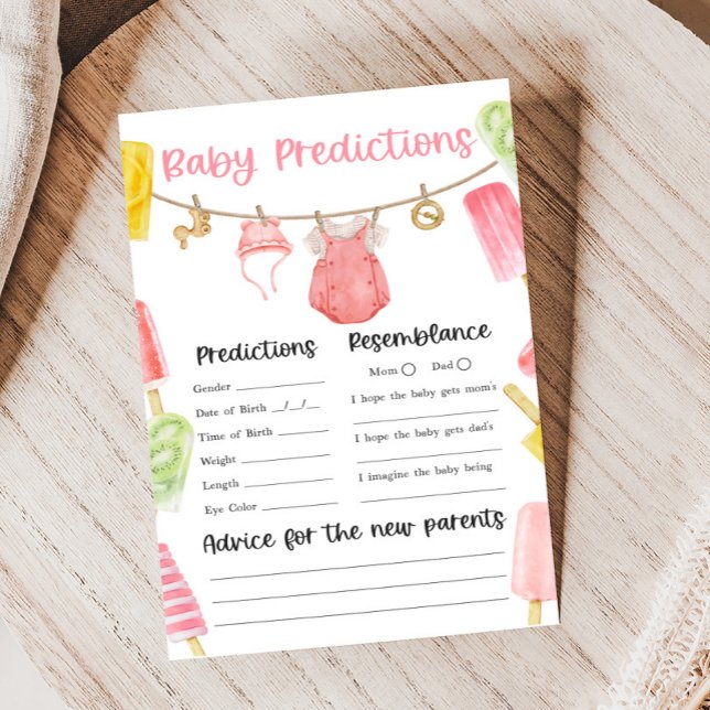 Lámina Girl Popsicle Baby Shower Baby Predictions Game (Ready to Pop Popsicle Baby Shower Game)