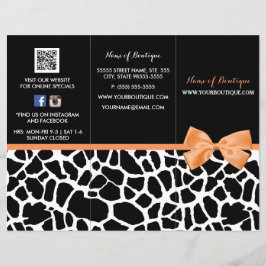 Lámina Girly Giraffe Print Naranja Bow Boutique Brochure