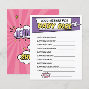 Lámina Girly Superhero Comic Book Shower quiere bebé