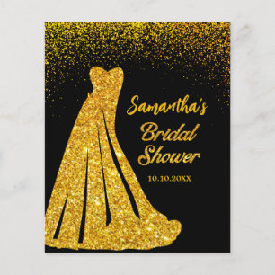 Lámina Glam Black And Gold Purpurina Vestido Bridal Showe