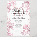 Lámina Glam Floral 70th Birthday Program Rosa Gold<br><div class="desc">Elegante "Programa de Fiesta de Cumpleaños" con Arreglo Floral en Rosa Oro con texto personalizado.</div>