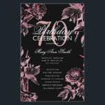 Lámina Glam Floral 70th Birthday Program Rosa Gold Black<br><div class="desc">Elegante "Programa de Fiesta de Cumpleaños" con Arreglo Floral en Rosa Oro con texto personalizado.</div>