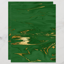 Lámina Glam Green Gold Faux Marble Scrapbook Paper