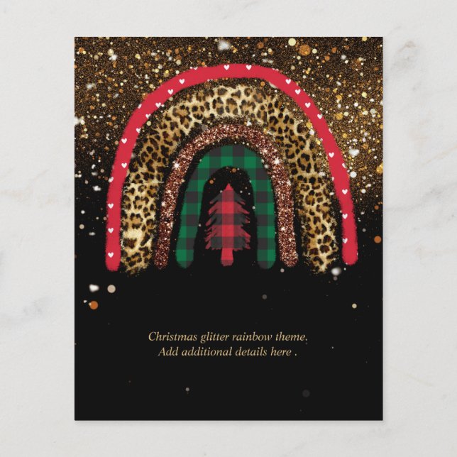 Lámina Glam, Purpurina de oro del arcoiris Navidades de 2 (Reverso)