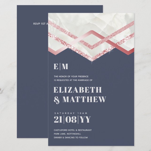 Lámina Glam Rosegold DECO Wedding invita a la Moda modern (Anverso / Reverso)