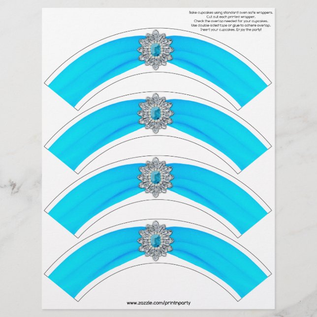 Lámina Glitz y Glam Cupakes Wrap - Aqua (Anverso)
