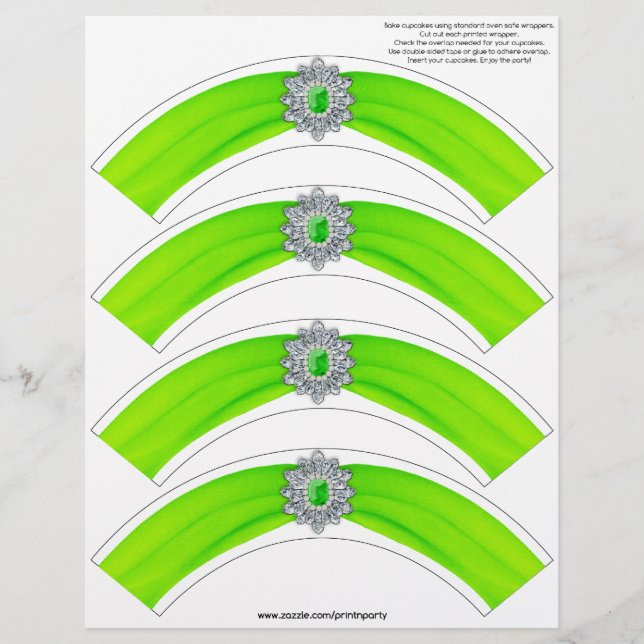 Lámina Glitz y Glam Cupakes Wrap - Lime (Anverso)