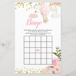 Lámina Globo aerostático rosa Bingo selva Baby Shower