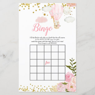 Lámina Globo aerostático rosa Bingo selva Baby Shower