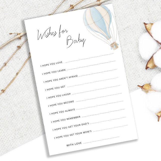 Lámina Globo De Aire Caliente Azul Baby Shower Desea Un B (Subido por el creador)