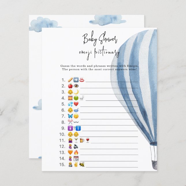 Lámina Globo de aire caliente - juego de imágenes de Emoj (Anverso / Reverso)