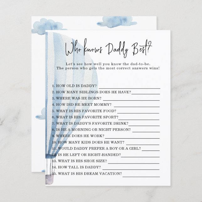 Lámina Globo de aire caliente - Juego que conoce mejor a  (Anverso / Reverso)