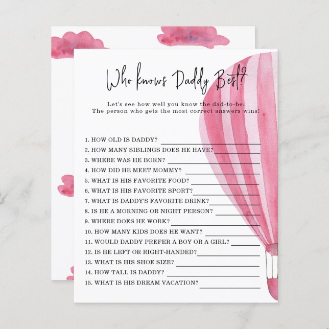 Lámina Globo de aire caliente - Juego que conoce mejor a  (Anverso / Reverso)