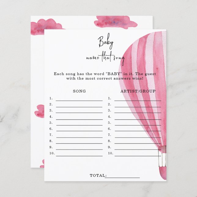 Lámina Globo de aire caliente - Nombra esa canción, juego (Anverso / Reverso)