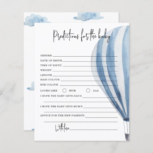 Lámina Globo de aire caliente - predicciones y consejos p (Anverso / Reverso)