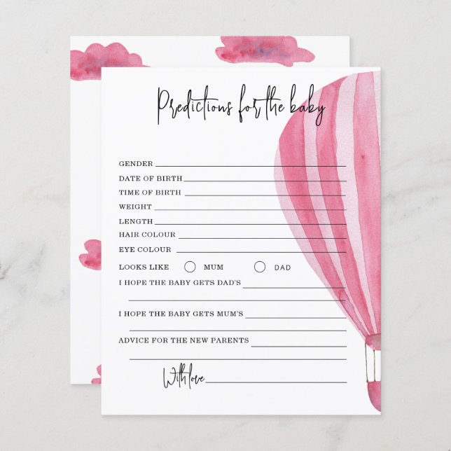 Lámina Globo de aire caliente - predicciones y consejos p (Anverso / Reverso)