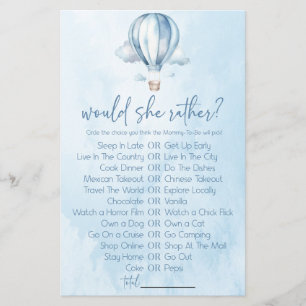 Lámina Globo de aire caliente preferiría un Baby Shower