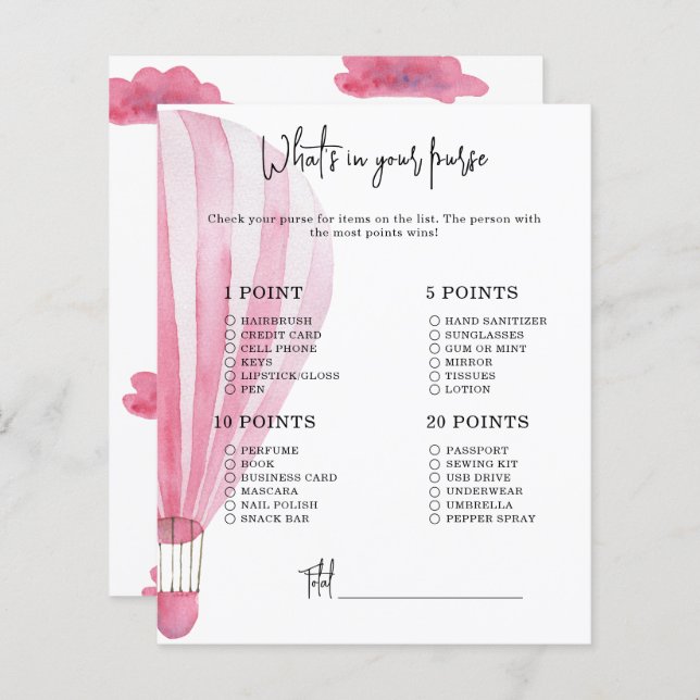 Lámina Globo de aire caliente - ¿Qué hay en tu bolso? (Anverso / Reverso)