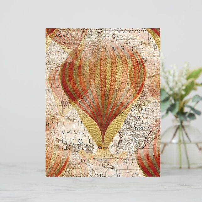 Lámina Globo de aire caliente vintage (Anverso de pie)