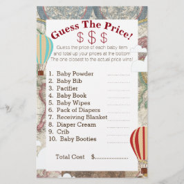 Lámina Globo de aire caliente y mapa mundial adivinan los