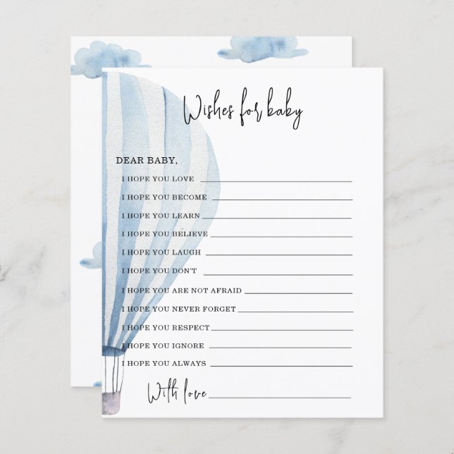 Lámina Globo de aire | deseos de bebé (Anverso / Reverso)