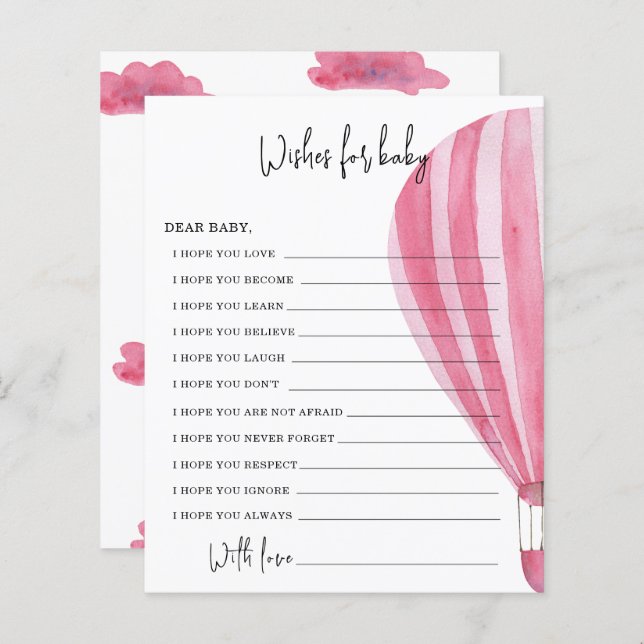 Lámina Globo de aire | deseos de bebé (Anverso / Reverso)