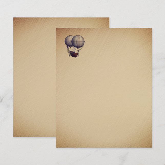 Lámina Globos aerostáticos Steampunk con barco (Anverso / Reverso)