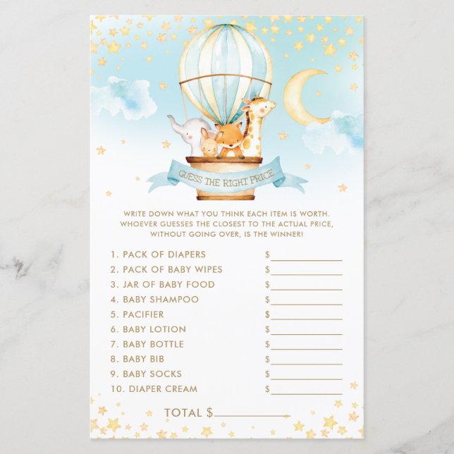 Lámina Globos de aire caliente animales adivinan el juego (Anverso)