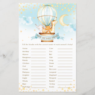 Lámina Globos de aire caliente Animales nombran juego ani