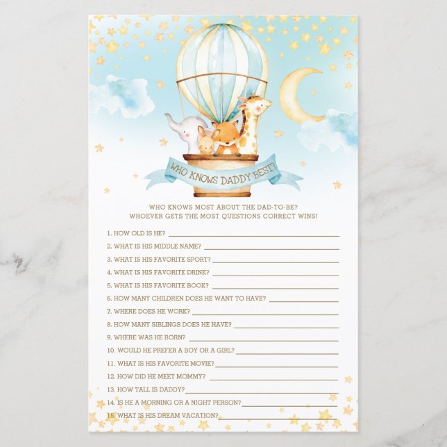 Lámina Globos de aire caliente Animales que conocen mejor (Anverso)