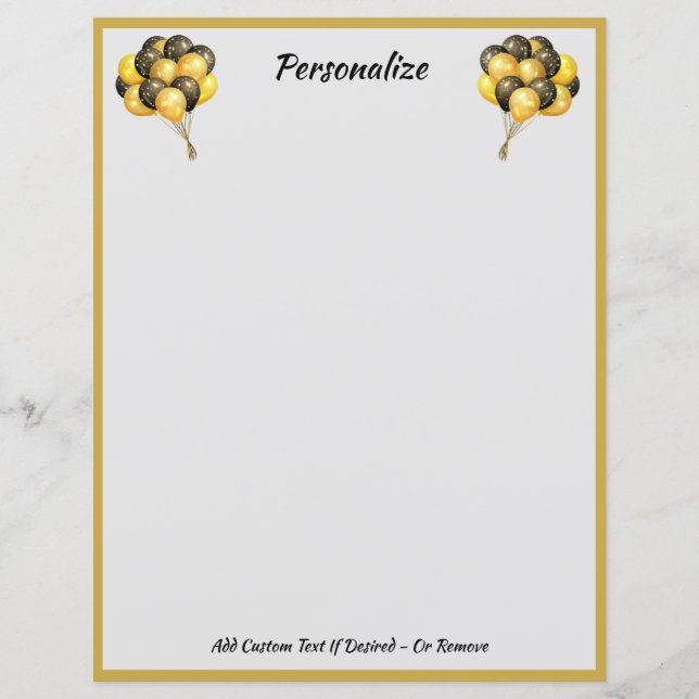 Lámina Globos de celebración elegantes negro y oro (Anverso)