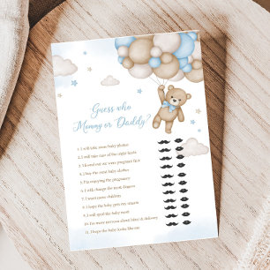 Lámina Globos de oso azul Baby Shower adivina quién juega