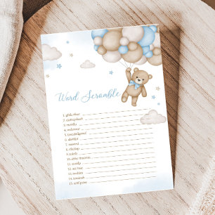 Lámina Globos de oso azul juego de palabras de Baby Showe
