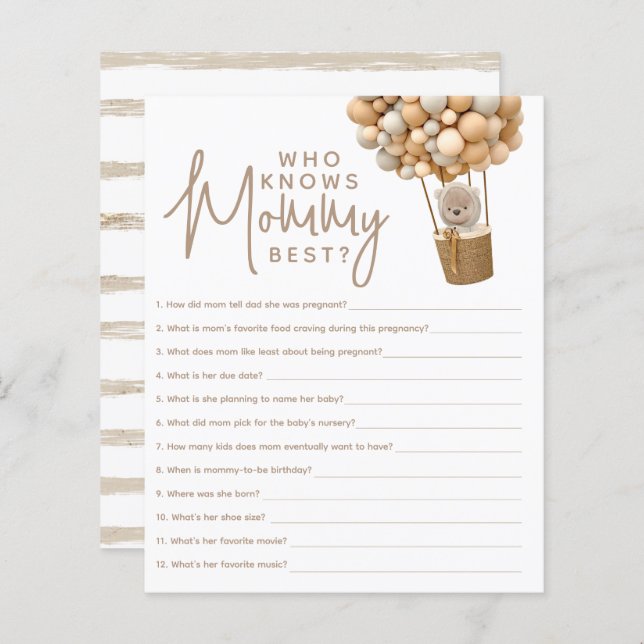 Lámina Globos de oso Juego de ducha neutra de género mode (Anverso / Reverso)