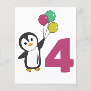 Lámina Globos Penguin Cuarto Cumpleaños Para Niños
