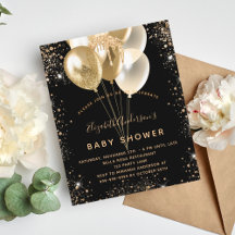 Globos purpurinas de oro negro de Baby Shower pres