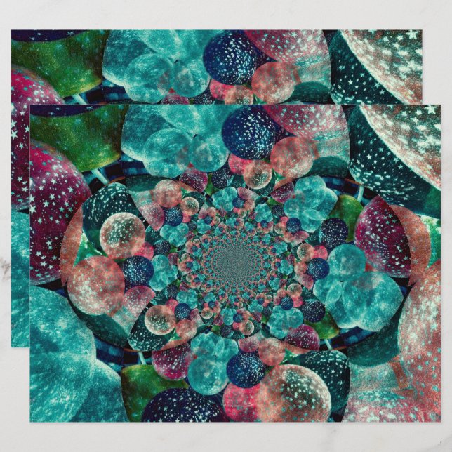 Lámina Globos retro azul Verde azulado de color turquesa  (Anverso / Reverso)