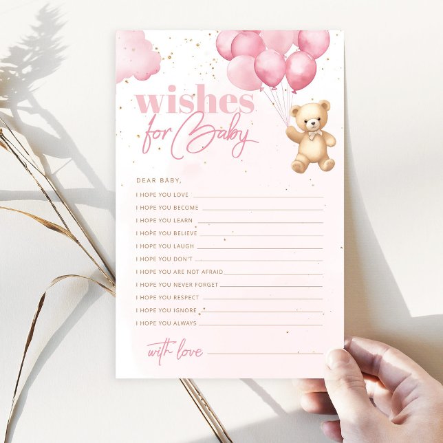 Lámina Globos rosados con deseos de oso de peluche para b (Subido por el creador)
