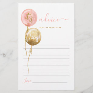 Lámina Globos rosados consejos de mellizos para que mamá