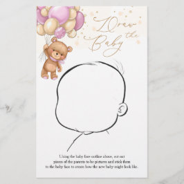 Lámina Globos rosados de oseo de peluche dibujan el juego